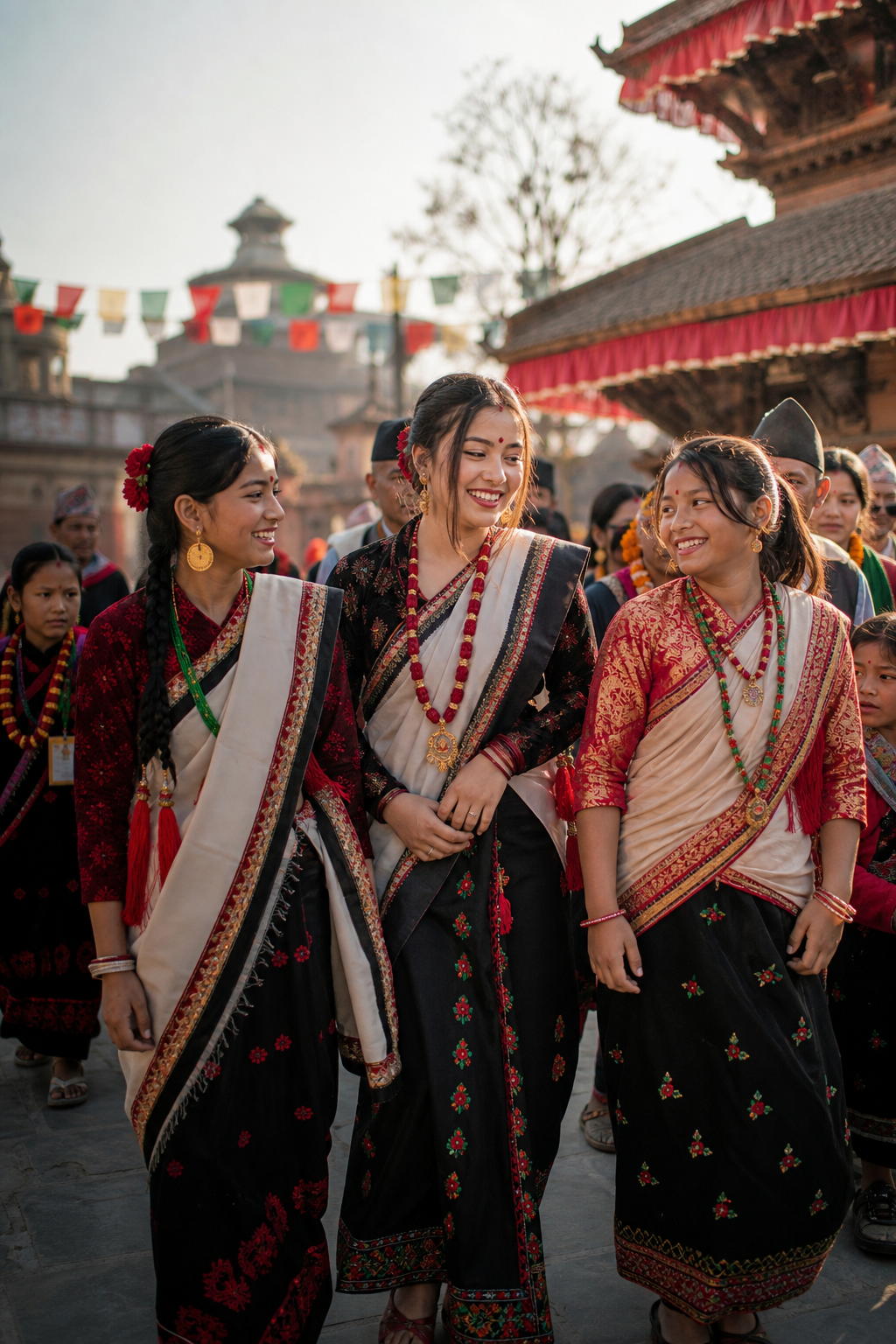 Nepalese youth and families at a cultural community gathering